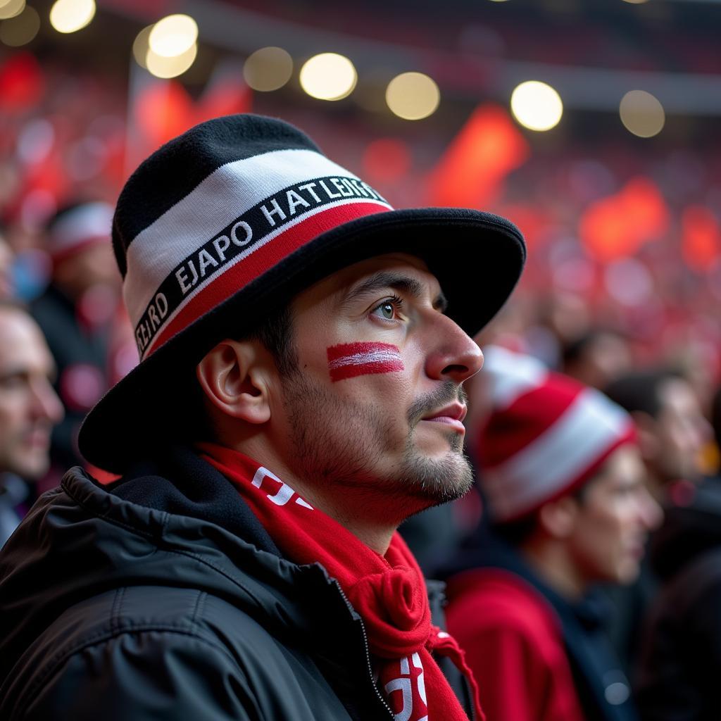 Beşiktaş fan wearing a kia hat at a match.