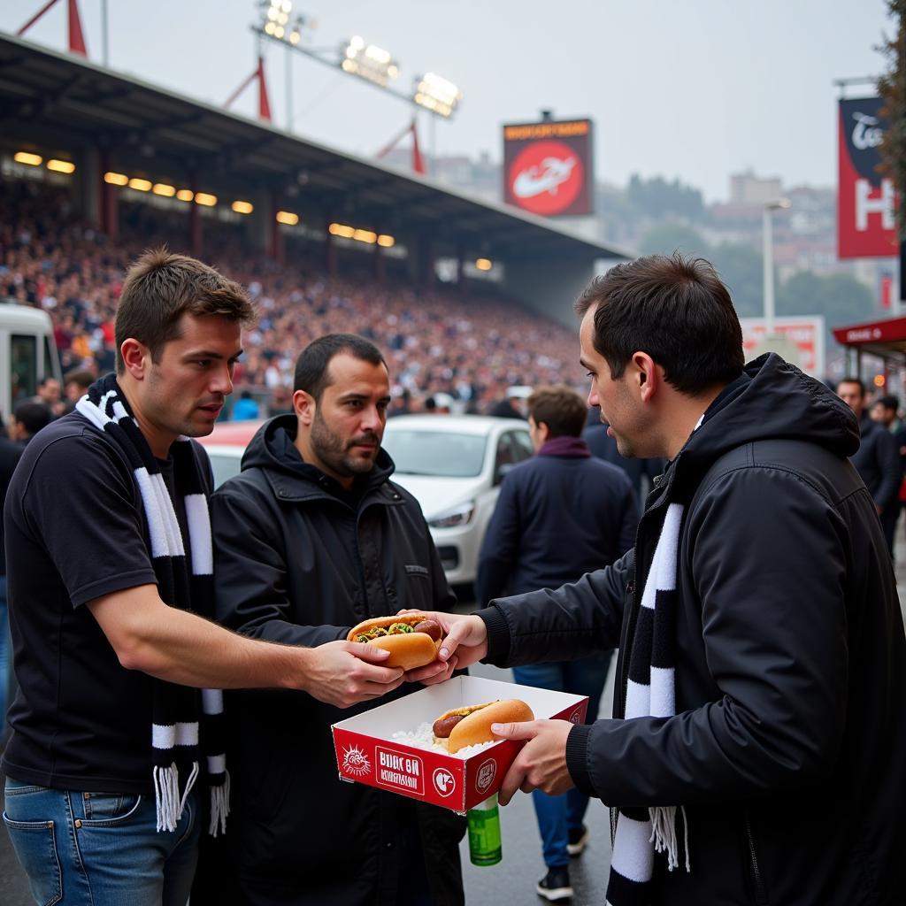 Besiktas fan enjoying a King Cotton Hot Dog outside Inönü Stadium