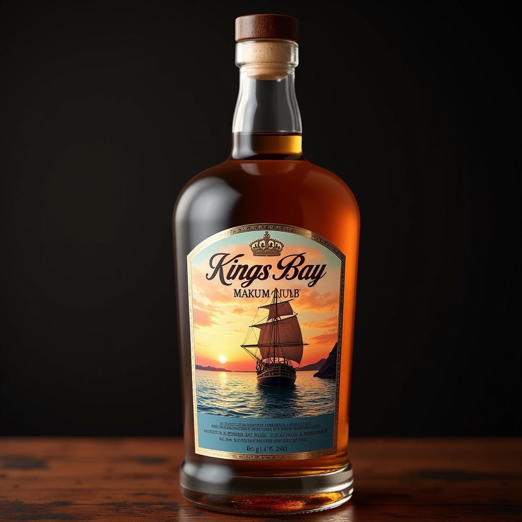 Hypothetical Kings Bay Rum Bottle Label Design