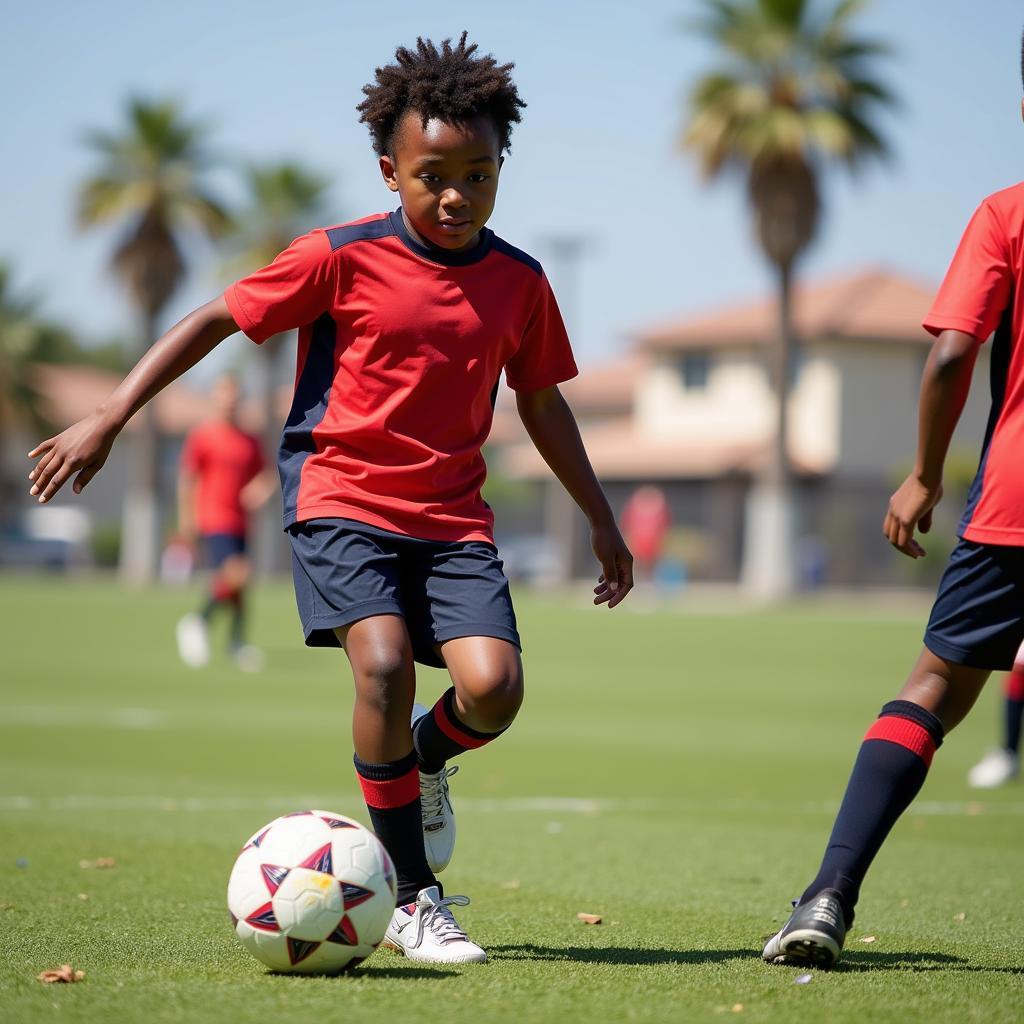 Korey Brown showcasing his skills during a youth soccer game in Long Beach