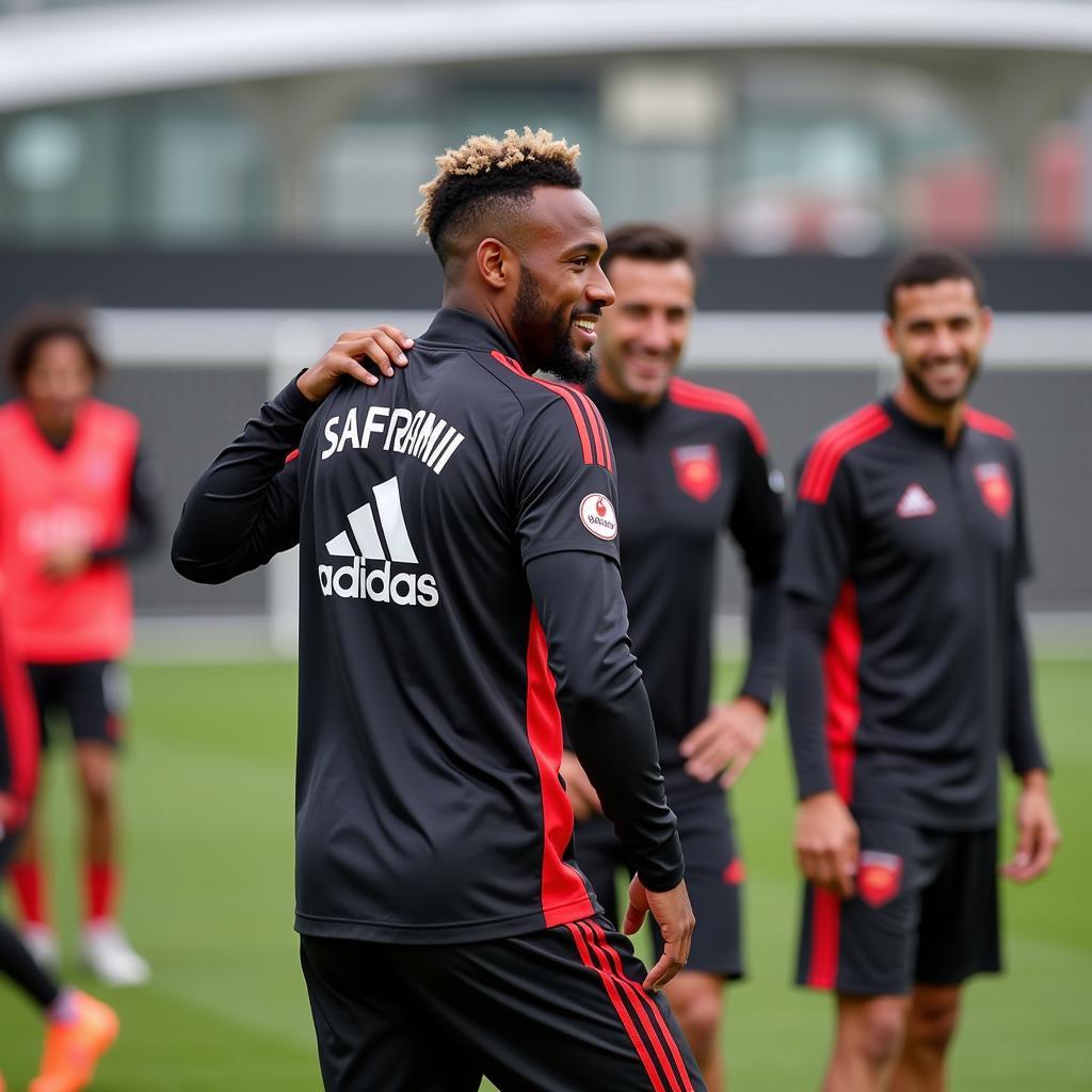 Korey Brown training alongside his Beşiktaş teammates at Vodafone Park