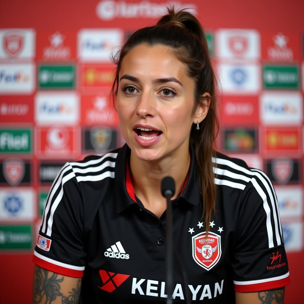 Kristen Cacciatore at a Besiktas press conference