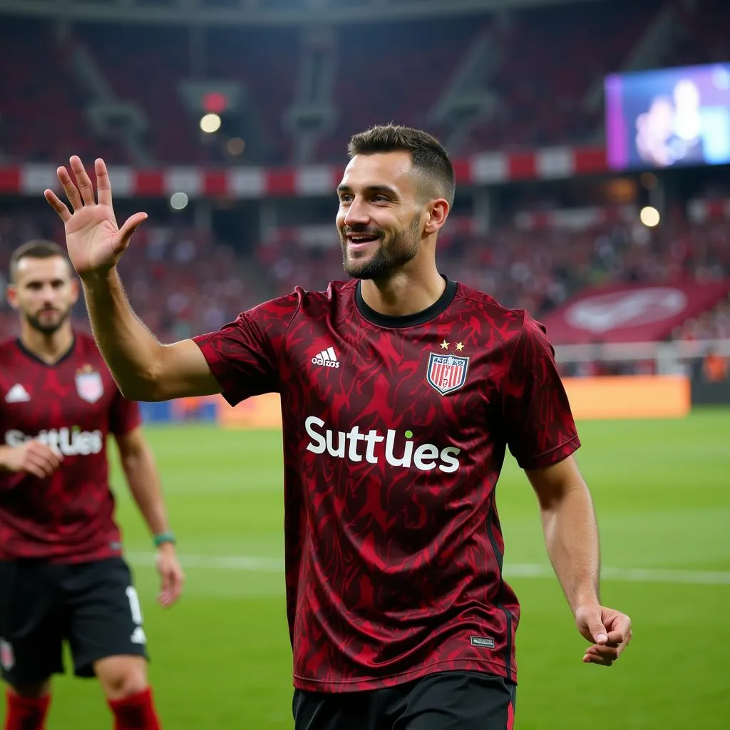 Kyle Watson waving to Beşiktaş fans