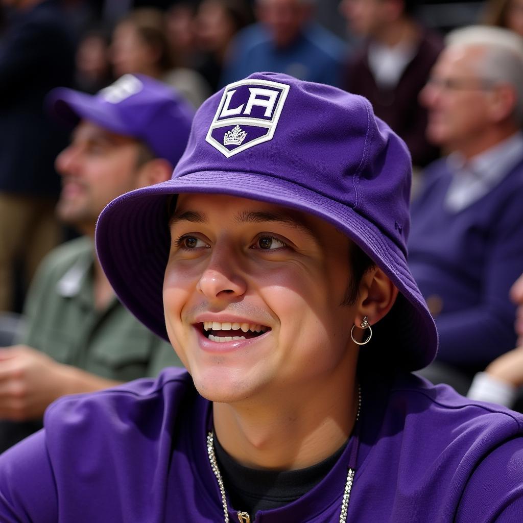 LA Kings bucket hat worn by a fan