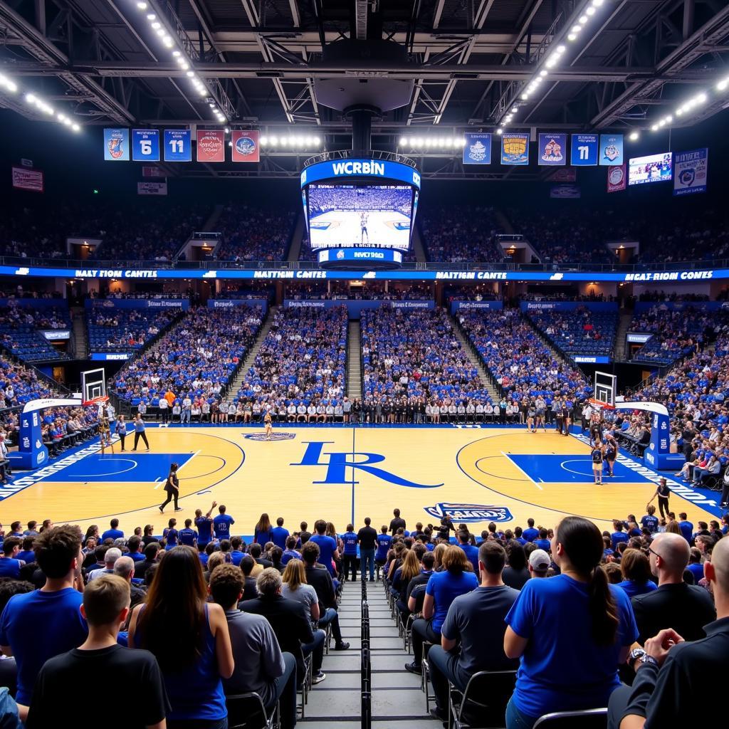 Fans cheering at a Lady Royals home game