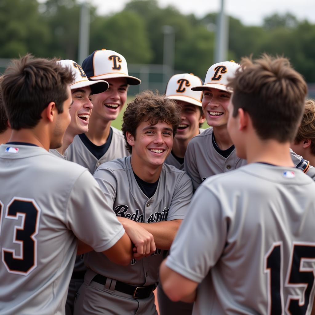 High School Baseball Players Celebrating a Victory