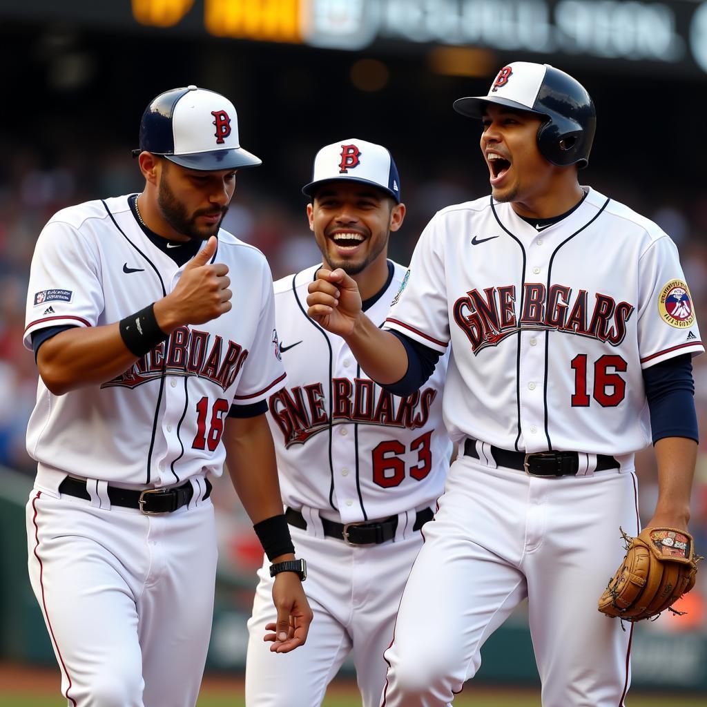 Latin American MLB Players Celebrating a Victory