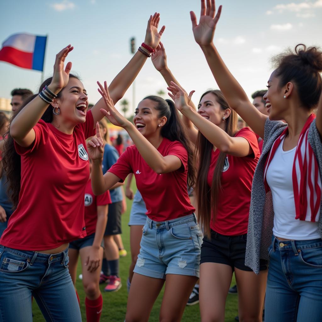 Soccer fans celebrating a goal in League City