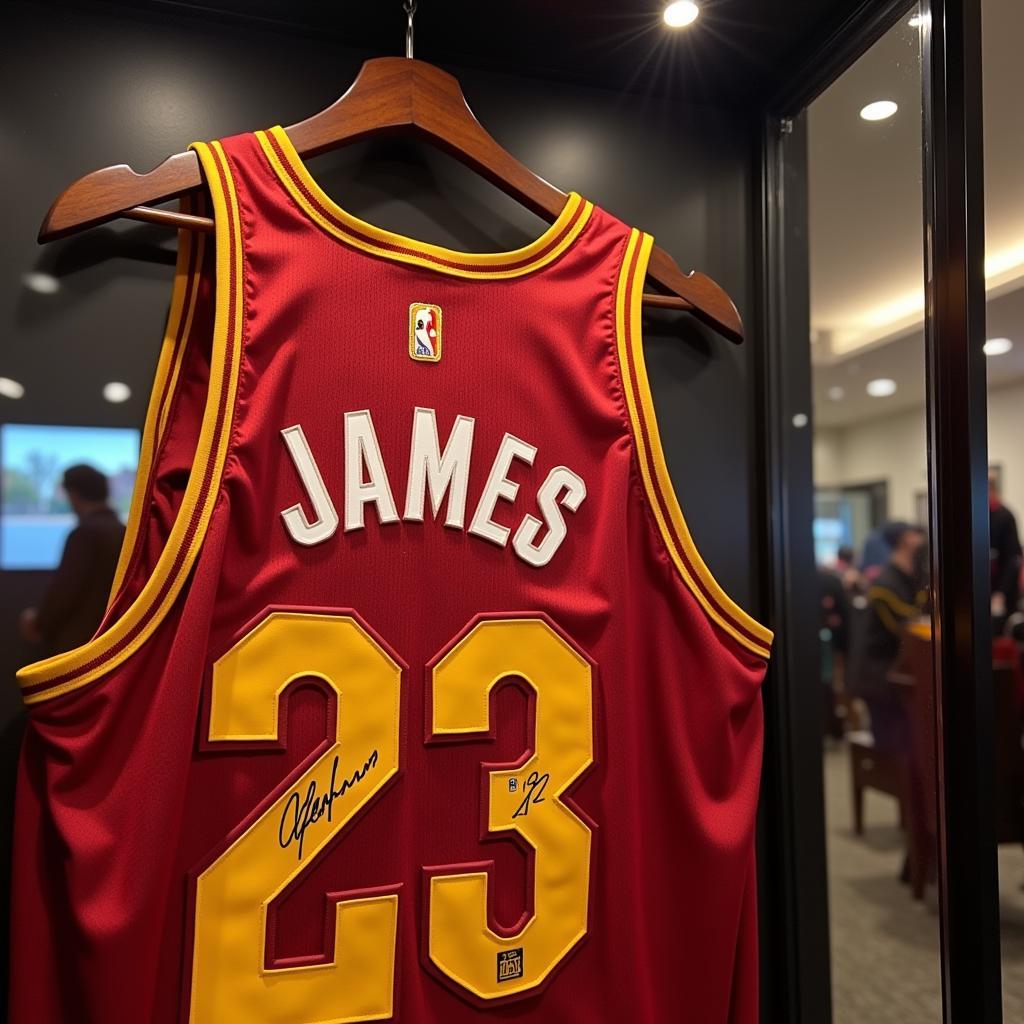 Lebron James Signed Jersey in a Display Case