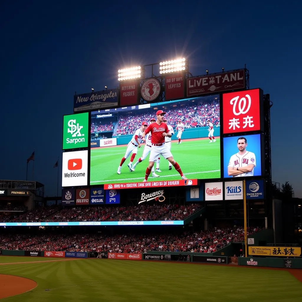 LED video board in a baseball stadium