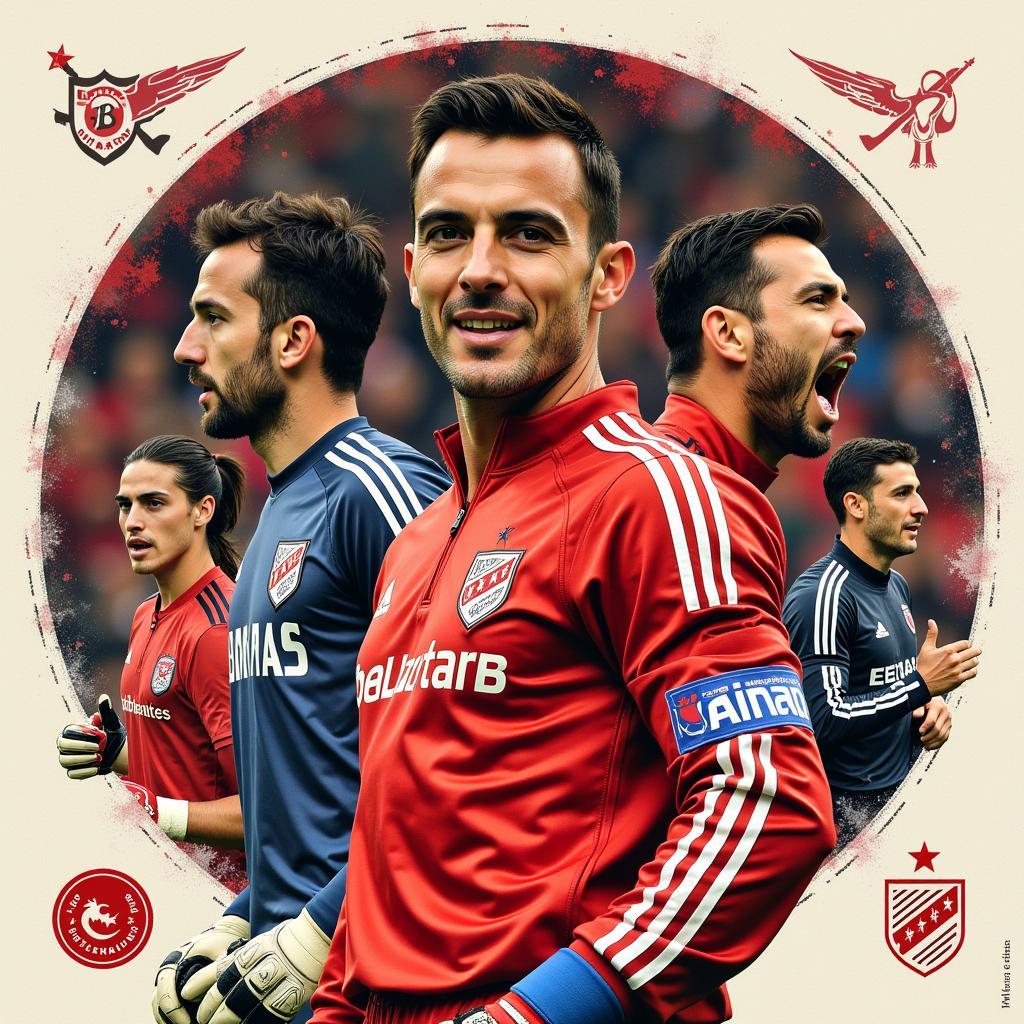 Collage of legendary Besiktas goalkeepers including Rüştü Reçber