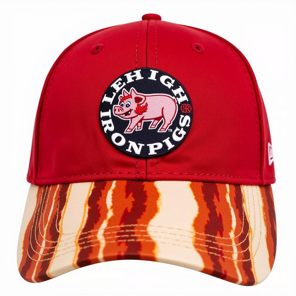 Lehigh IronPigs baseball cap with a bacon strip design