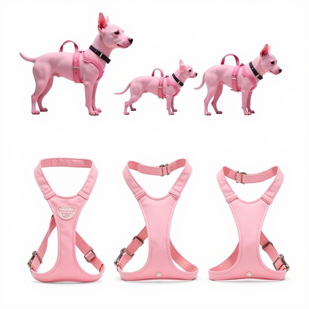 Different sizes of light pink dog harnesses