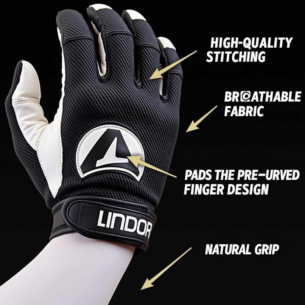 Close-up of Lindor batting gloves showcasing the intricate design and premium materials