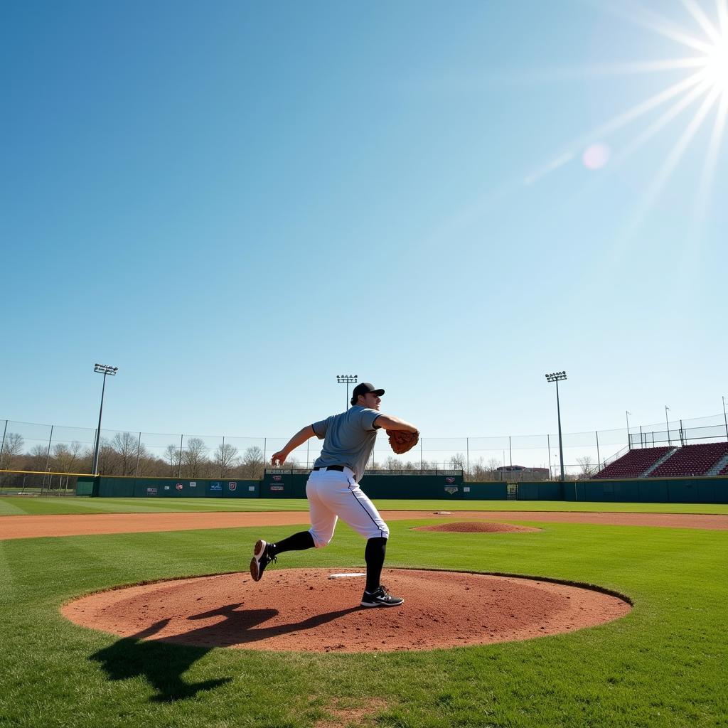 Long Toss on a Baseball Field