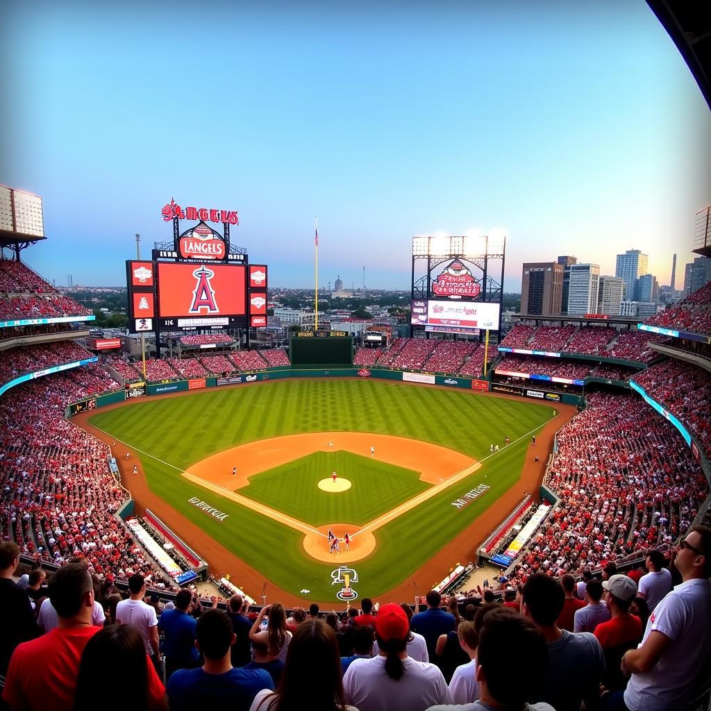 Los Angeles Angels fans enjoying a game at Angel Stadium