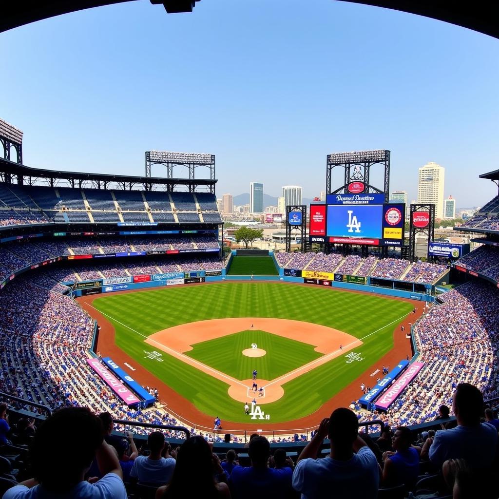 Los Angeles Dodgers playing at Dodger Stadium