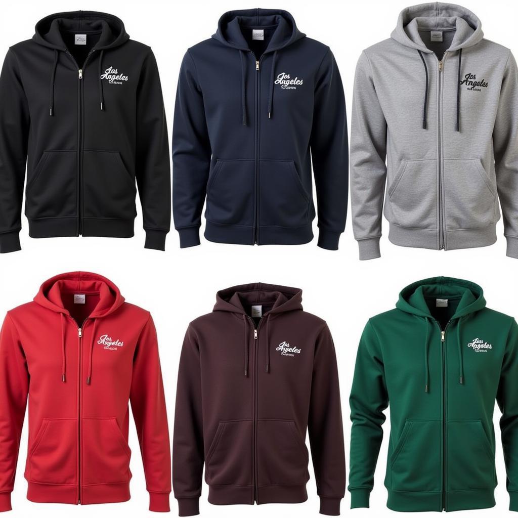 Los Angeles zip up hoodies in various colors