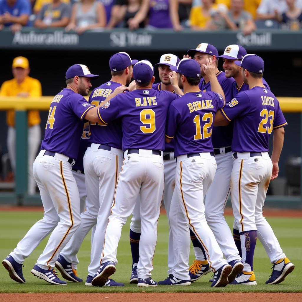 LSU Baseball Team Celebrating a Victory