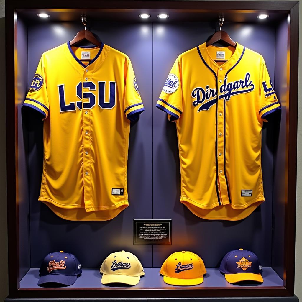 LSU Baseball Jerseys and Caps on Display