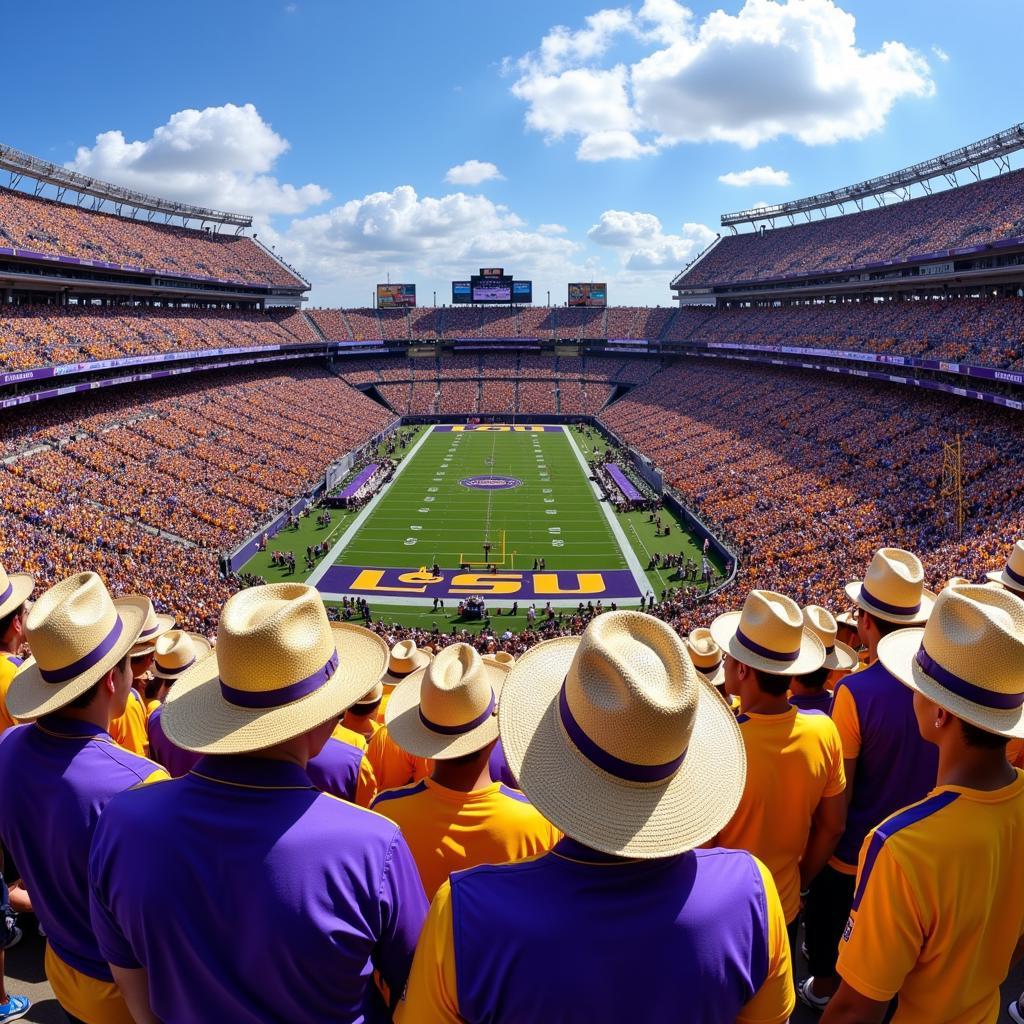 LSU Fans Wearing Straw Hats