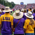 LSU Straw Hat at a Tailgate