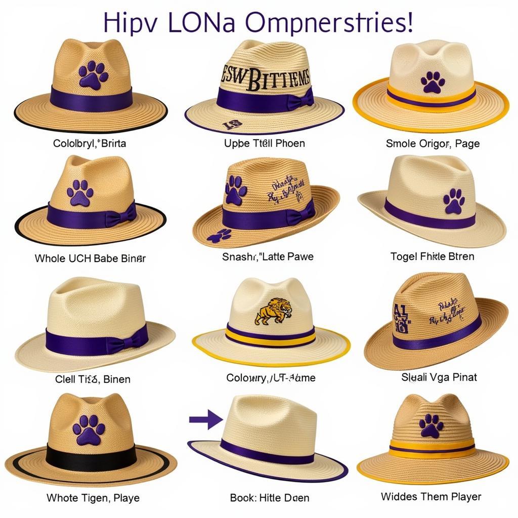 Variety of LSU Straw Hats