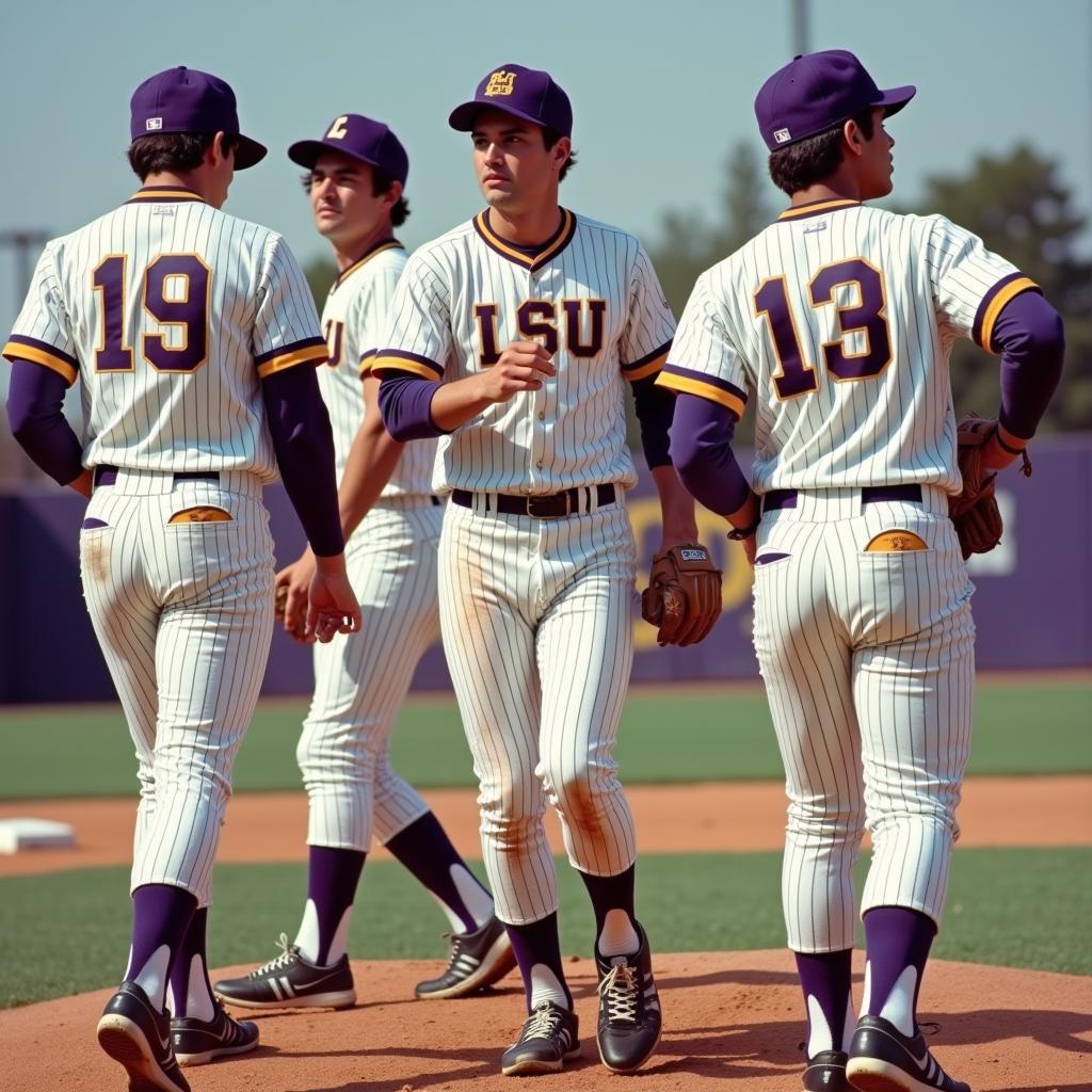 LSU Tigers pinstripe baseball uniforms