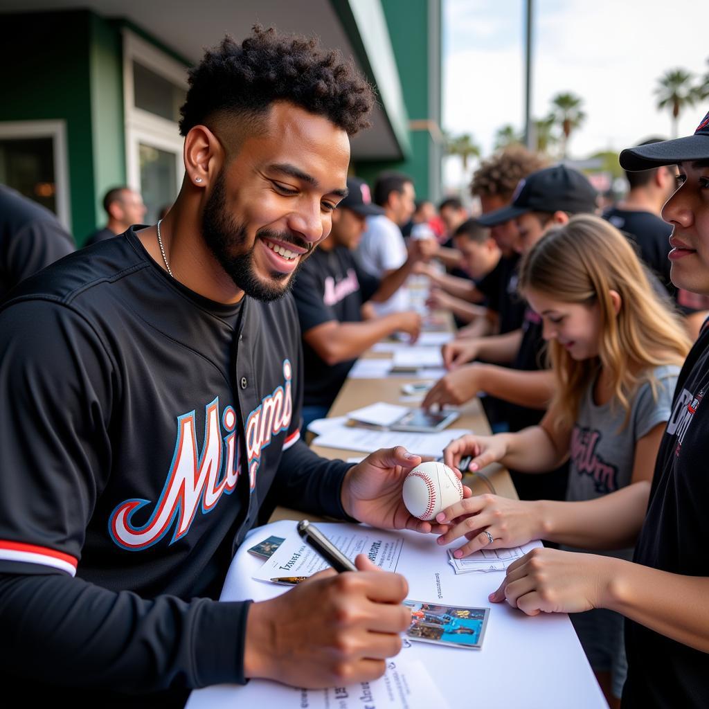 Luis Arraez Signing Autographs at Spring Training