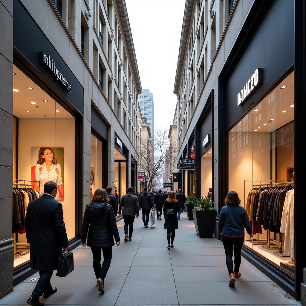 Shoppers strolling along the Magnificent Mile in Chicago