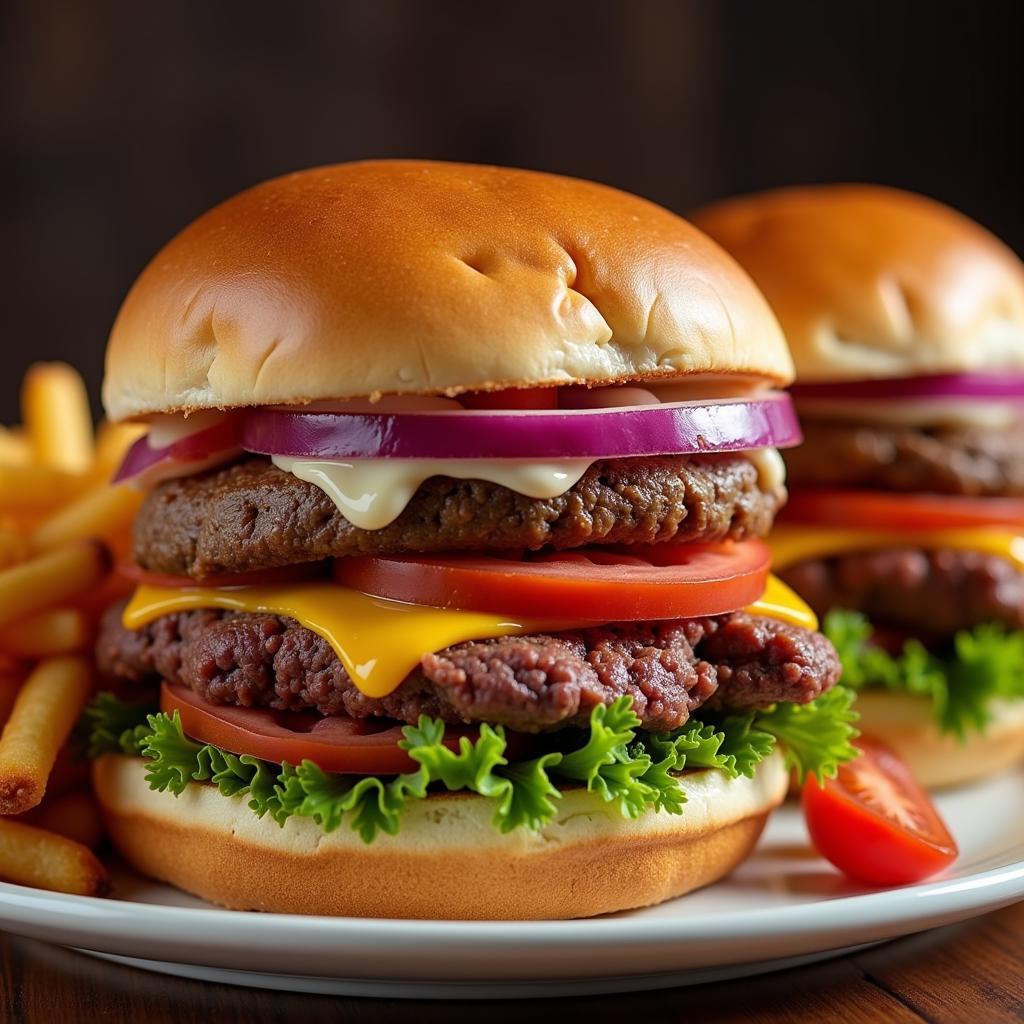 A close-up shot of a Major League Roast Beef sandwich, piled high with juicy roast beef, melted cheese, and savory toppings.