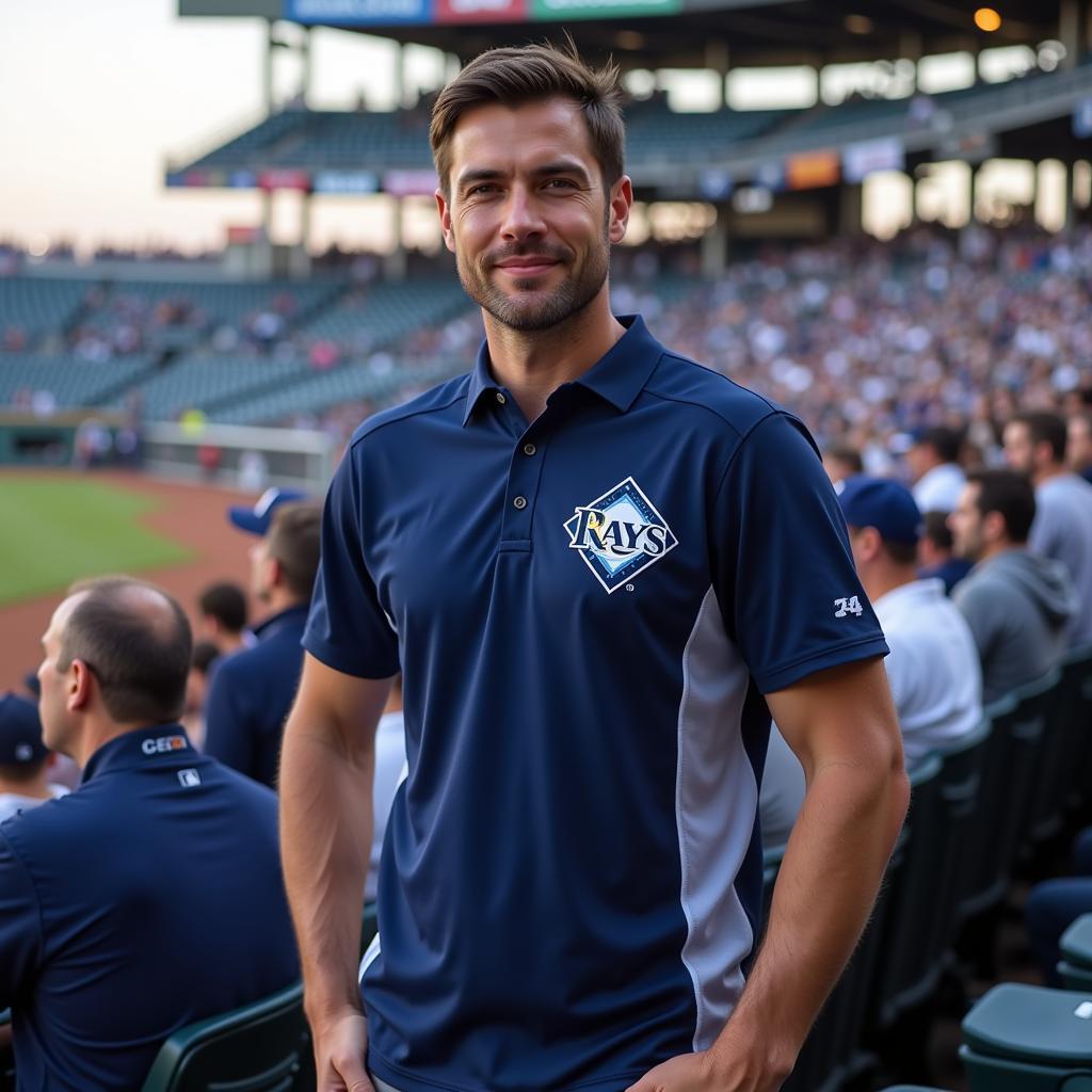 Fan Sporting a Tampa Bay Rays Polo Shirt at a Game