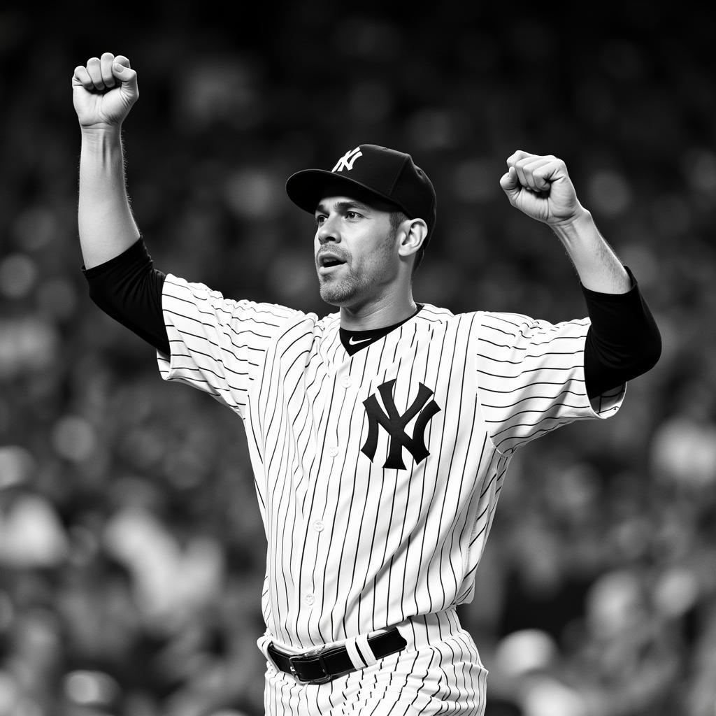 Mariano Rivera celebrating a save after a New York Yankees win