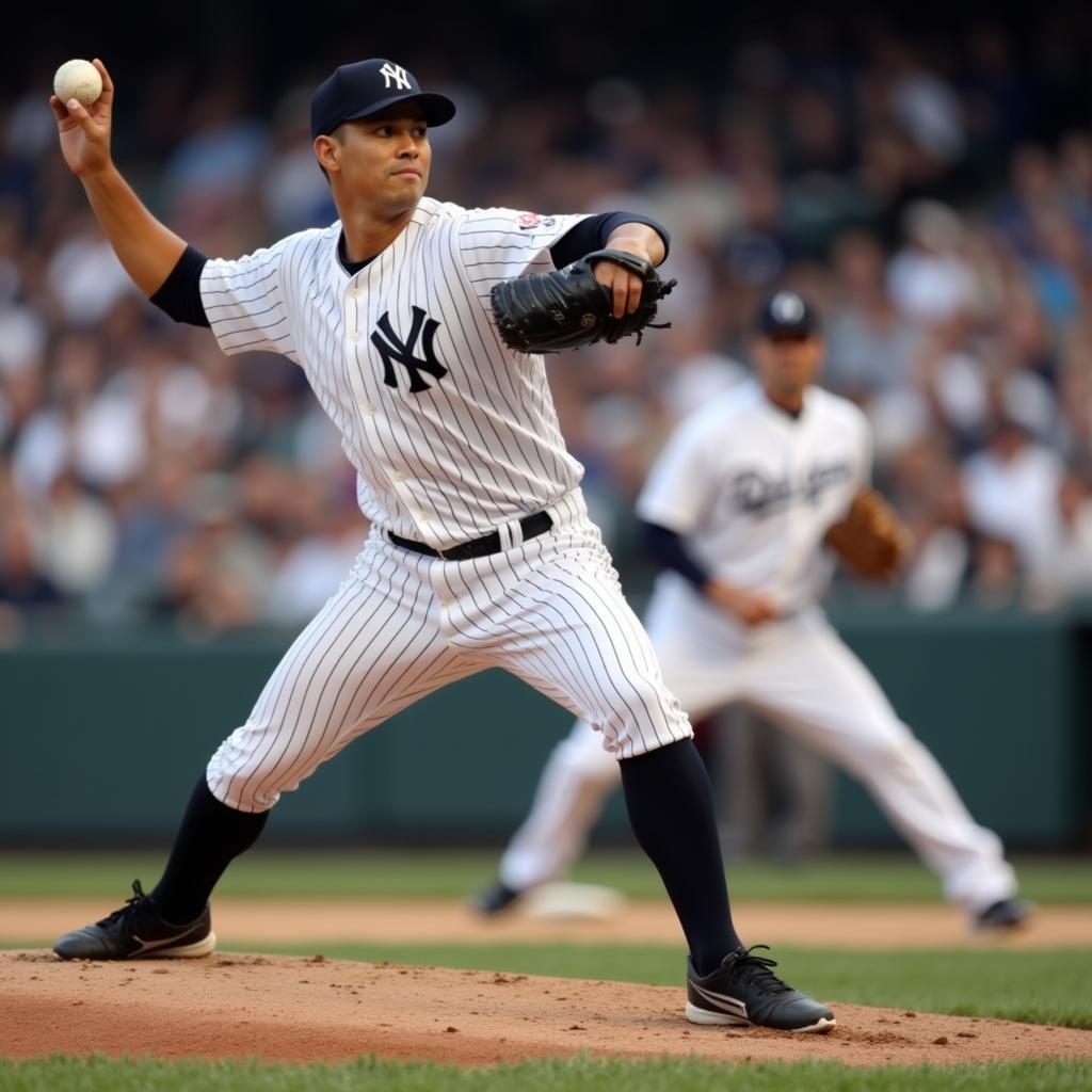 Mariano Rivera delivering his signature cutter