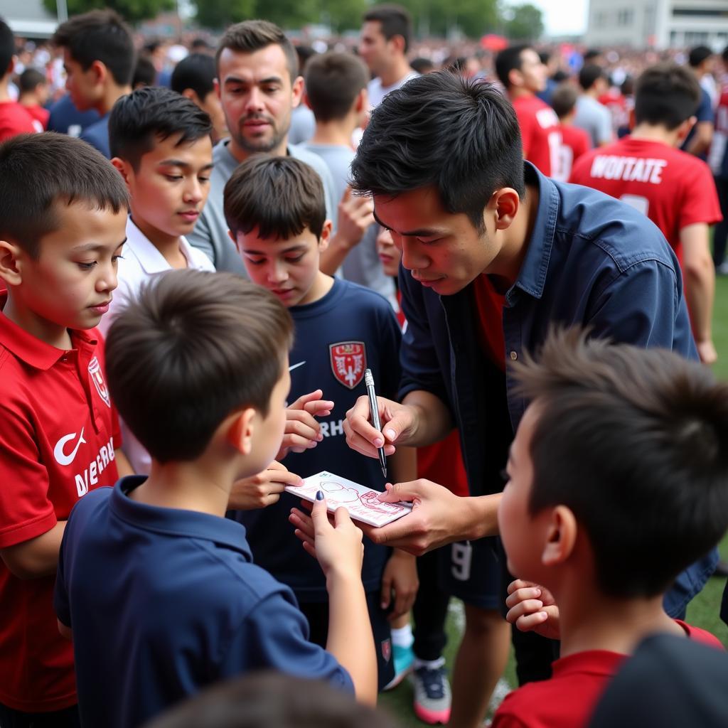 Masataka Yoshida interacts with Beşiktaş fans.