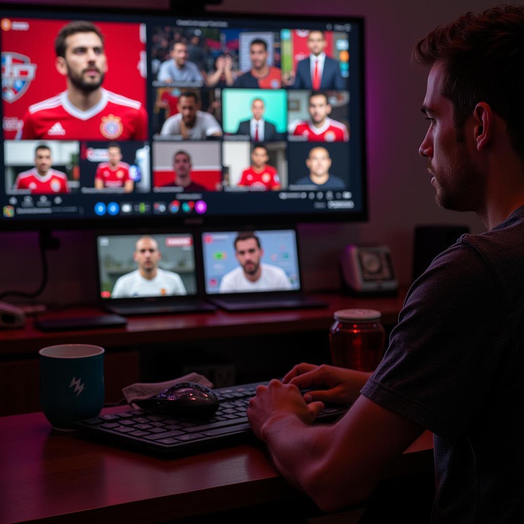 Matt Helwig watching a Besiktas match online with fellow fans