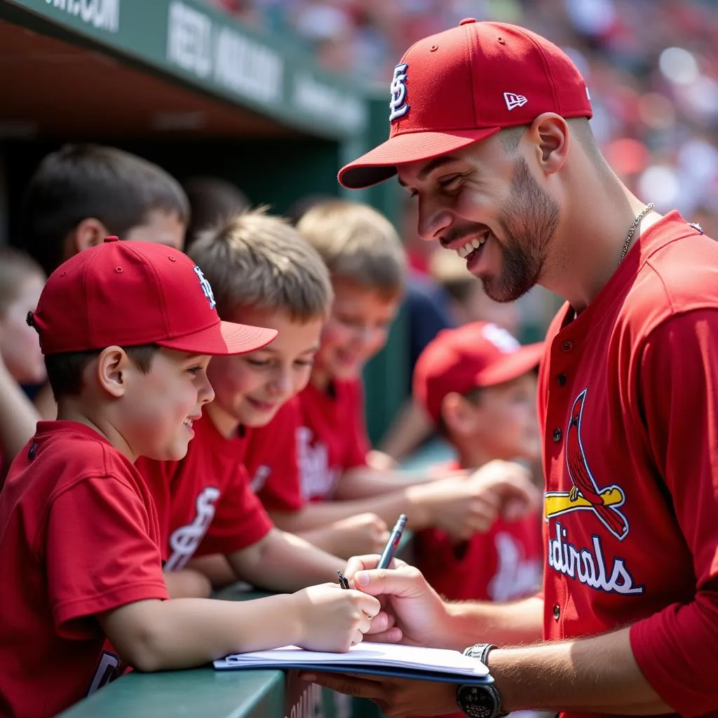 Matt Holliday signing autographs for fans