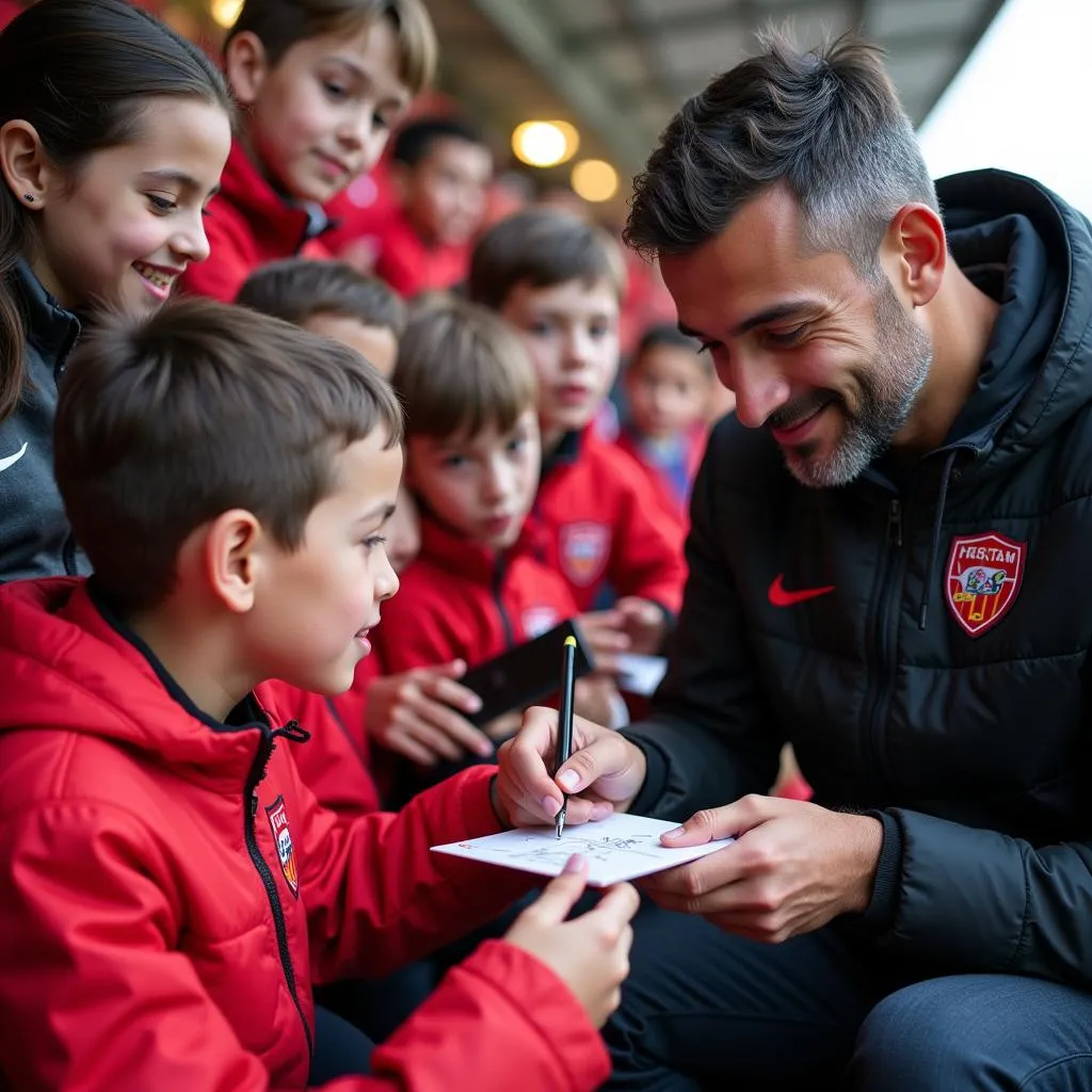 Max Herrera interacts with young fans