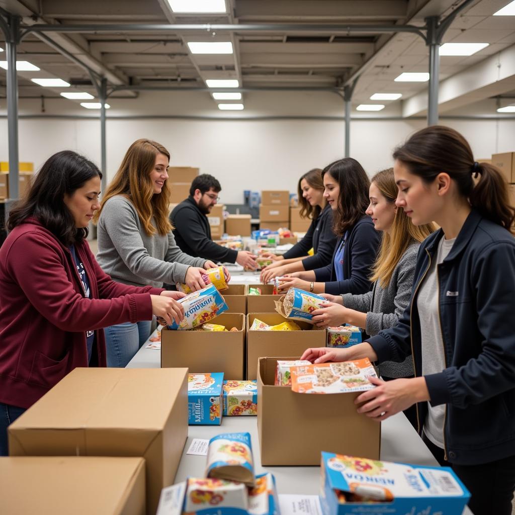 Volunteers at a McPherson food bank