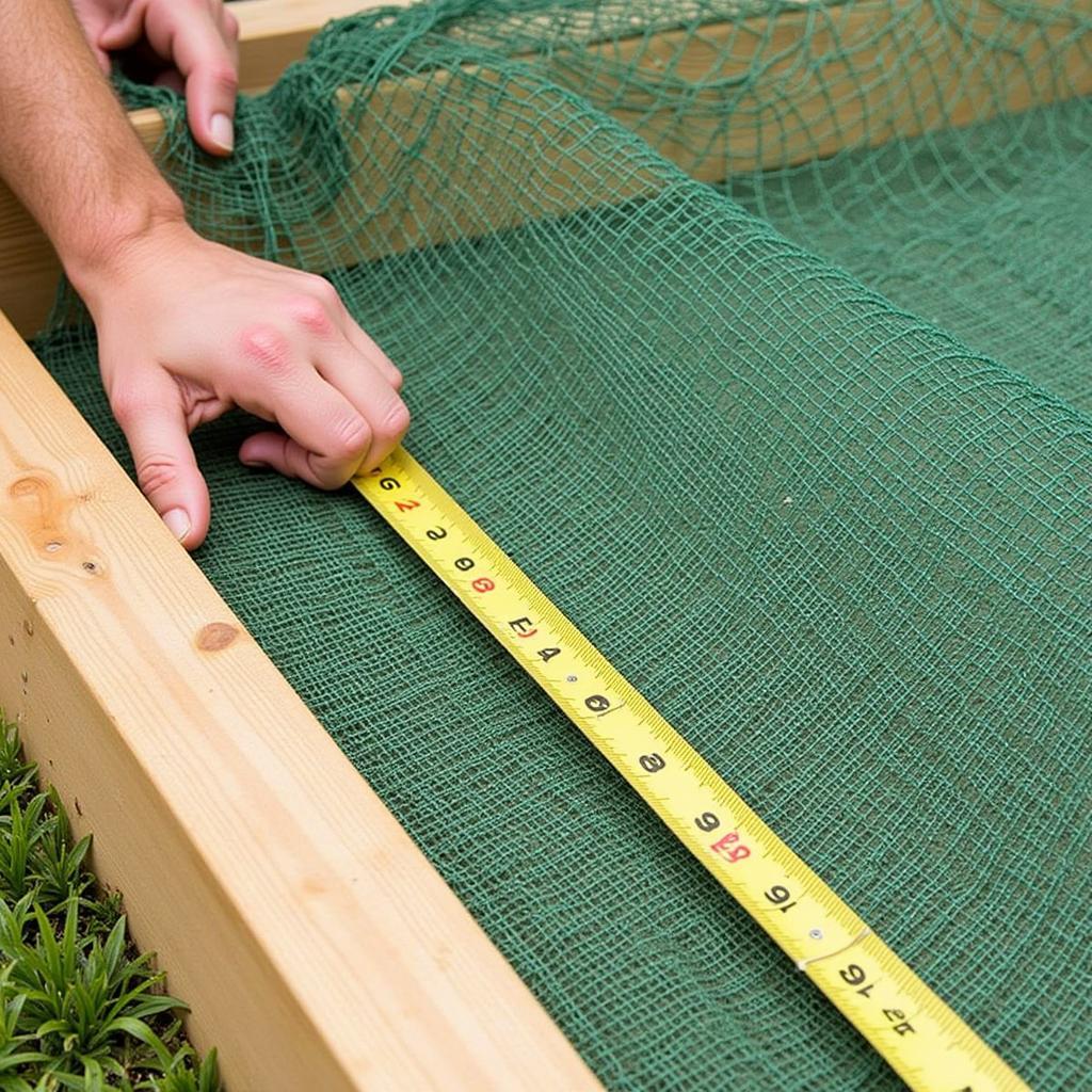 Measuring a garden bed for garden netting