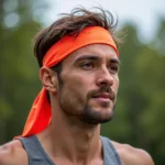 Man Wearing a Sports Headband While Running