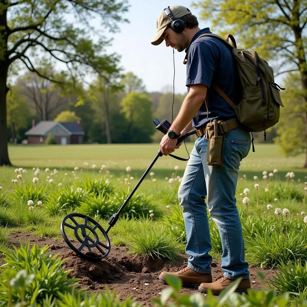 Metal Detecting Enthusiast Searching for Historical Artifacts