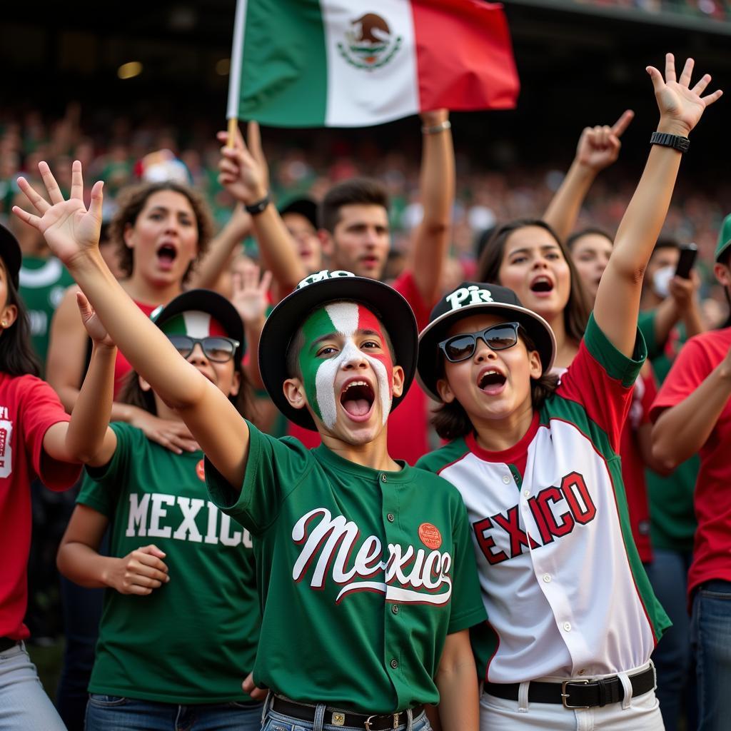 Mexican Baseball Fans Celebrating