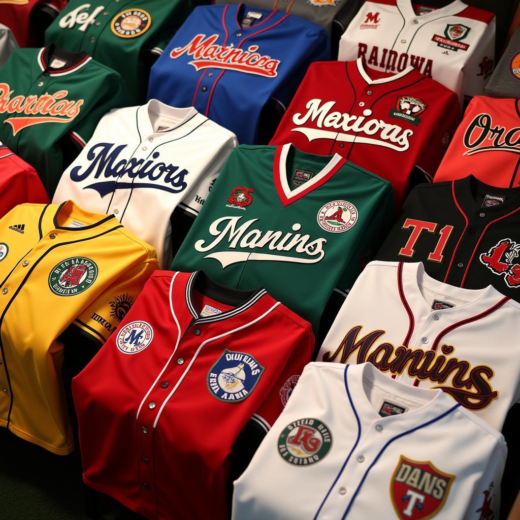 Mexican Baseball Jerseys on Display