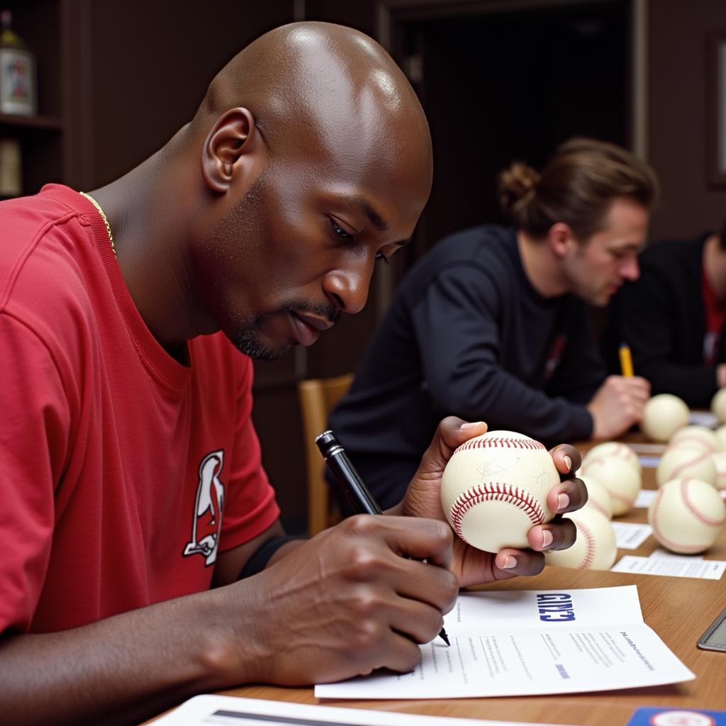 Michael Jordan Signing Baseballs