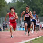 Midwest athletes competing in a track and field event