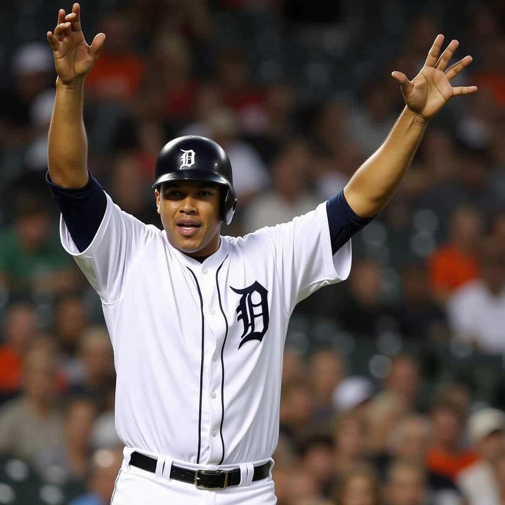 Miguel Cabrera celebrates after hitting a home run