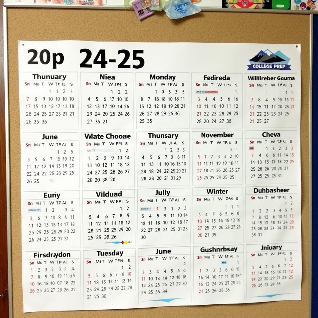 Milwaukee College Prep Calendar 24-25 displayed on a bulletin board