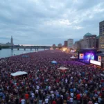 A large crowd enjoying a festival on Milwaukee's lakefront