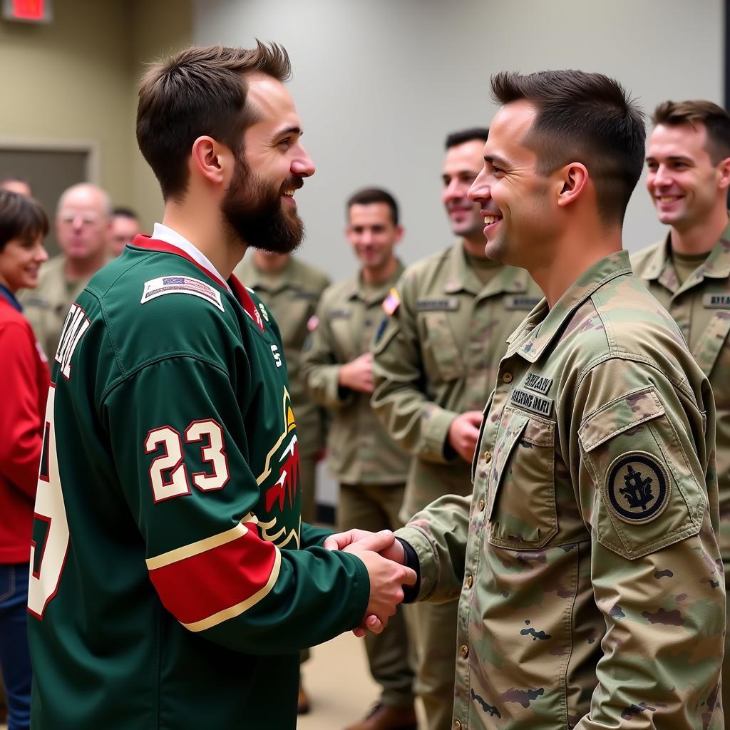 Minnesota Wild Player Meeting a Soldier